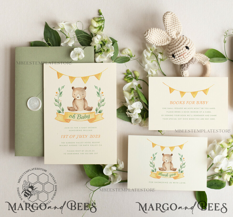 TEMPLETT baby shower Rustic Baby Shower InvitationTemplate, Instant Download Printable Invites Home Printing, Simple Boho baby Boy and girl shower Card Set