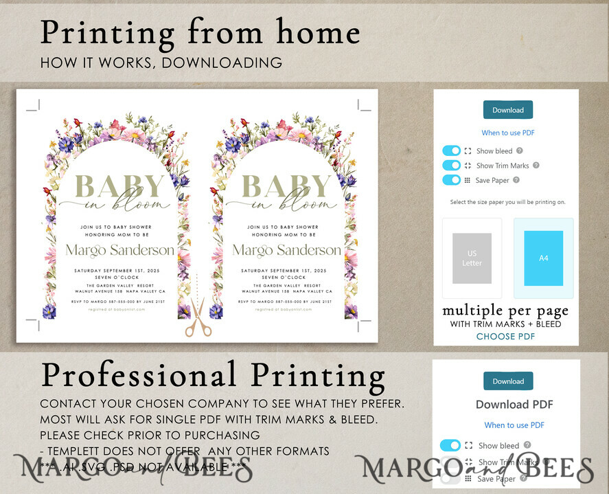 TEMPLETT baby shower Floral Gender Neutral Baby Shower Invitation Template, Instant Download Printable Invites Home Printing, Simple modern baby shower Card Set