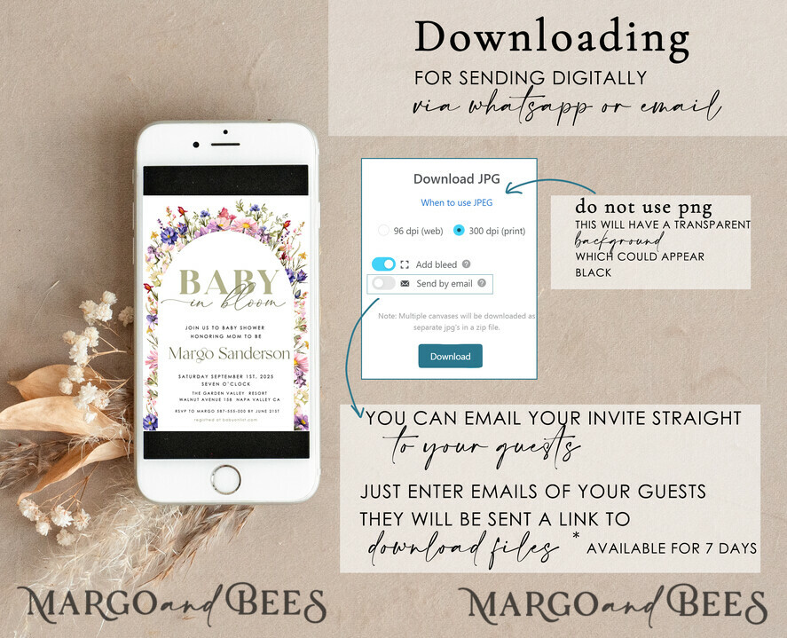 TEMPLETT baby shower Floral Gender Neutral Baby Shower Invitation Template, Instant Download Printable Invites Home Printing, Simple modern baby shower Card Set