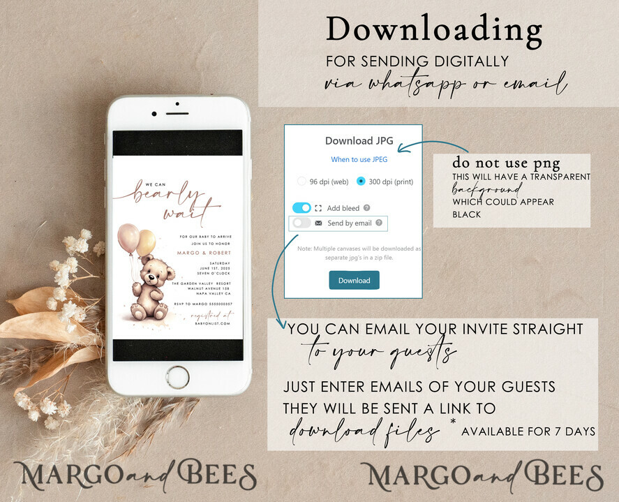 TEMPLETT baby shower Gender Neutral Teddy Bear Baby Shower Invitation Template Set We Can Bearly Wait Diaper Raffle Books, Instant Download Editable Invites