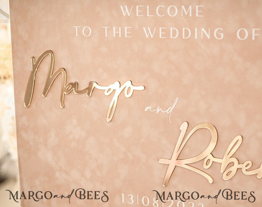 TABLE PLANS AND WEDDING WELCOME SIGNS plexi gold / velvet Luxury Velvet beige Wedding Welcome Sign, Golden Wedding Decor, Personalised Wedding Sign, Wedding Gift, Welcome Wedding Board BpPXSet