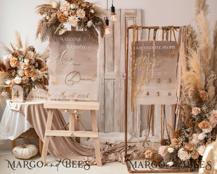 TABLE PLANS AND WEDDING WELCOME SIGNS plexi gold / velvet Acrylic Ombre Beige Wedding Welcome Sign Clear Acrylic and gold Wedding Welcome Sign, Nude Gold Plexi Wedding Welcome Sign, Tan Luxury Wedding Wedding Welcome Sign , Earthy Wedding Signage Golden mirror Wedding Welcome Sign