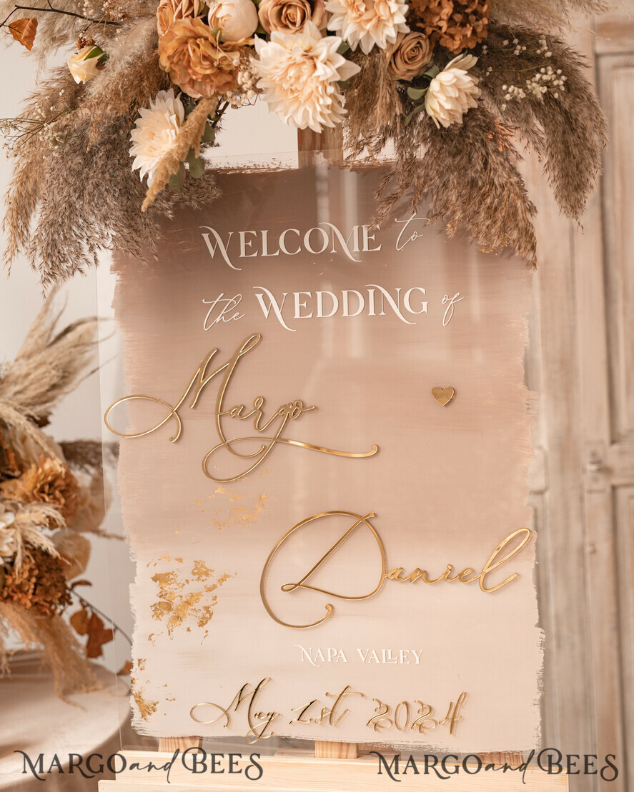 TABLE PLANS AND WEDDING WELCOME SIGNS plexi gold / velvet Acrylic Ombre Beige Wedding Welcome Sign Clear Acrylic and gold Wedding Welcome Sign, Nude Gold Plexi Wedding Welcome Sign, Tan Luxury Wedding Wedding Welcome Sign , Earthy Wedding Signage Golden mirror Wedding Welcome Sign