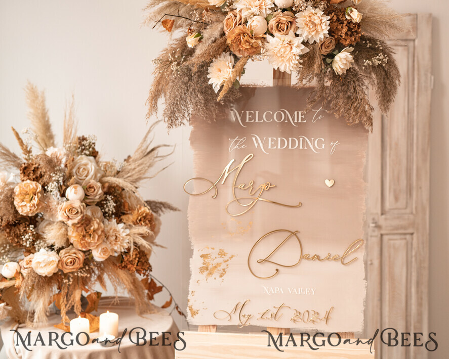 TABLE PLANS AND WEDDING WELCOME SIGNS plexi gold / velvet Acrylic Ombre Beige Wedding Welcome Sign Clear Acrylic and gold Wedding Welcome Sign, Nude Gold Plexi Wedding Welcome Sign, Tan Luxury Wedding Wedding Welcome Sign , Earthy Wedding Signage Golden mirror Wedding Welcome Sign