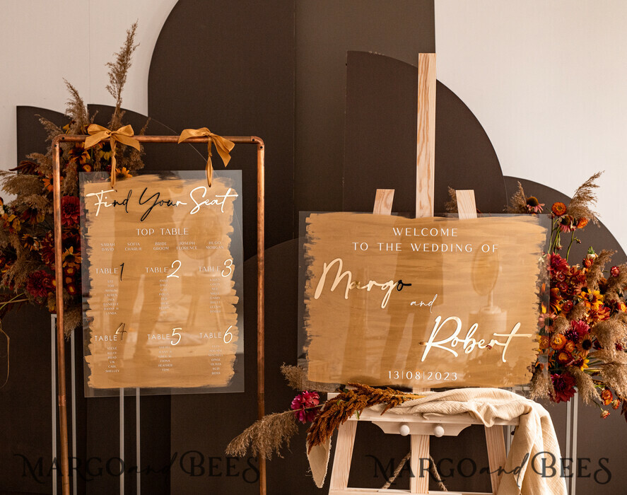 TABLE PLANS AND WEDDING WELCOME SIGNS plexi gold / velvet Luxury Clear and Gold Wedding Welcome Sign, Golden Wedding Decor, Personalised Wedding Sign, Wedding Board, Welcome Wedding Board