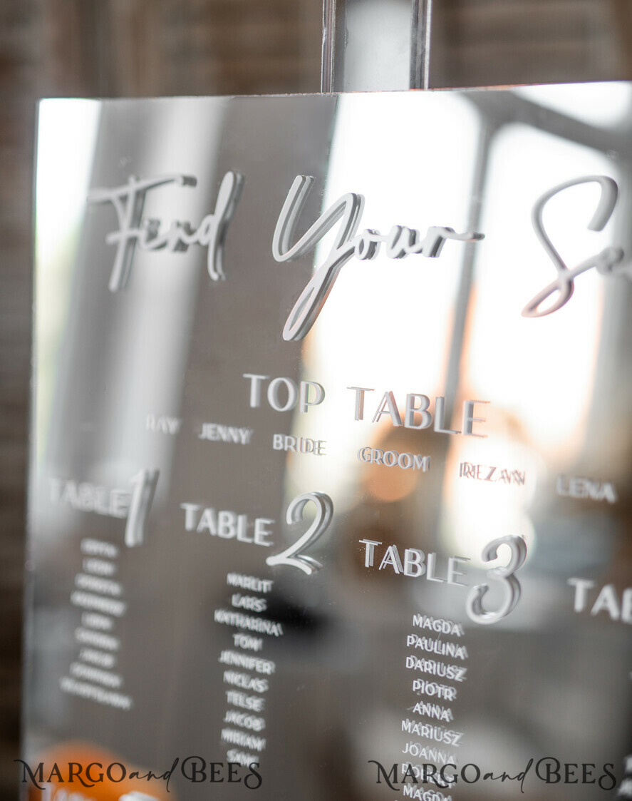 TABLE PLANS AND WEDDING WELCOME SIGNS plexi gold / velvet Silver Mirror Seating Chart Sign, 3d Elegant Find Your Seat - Seating Plan, Luxury Wedding Table Plan, Mirror Wedding Decoration - Golden Reception Signage - Custom Ceremony Sign