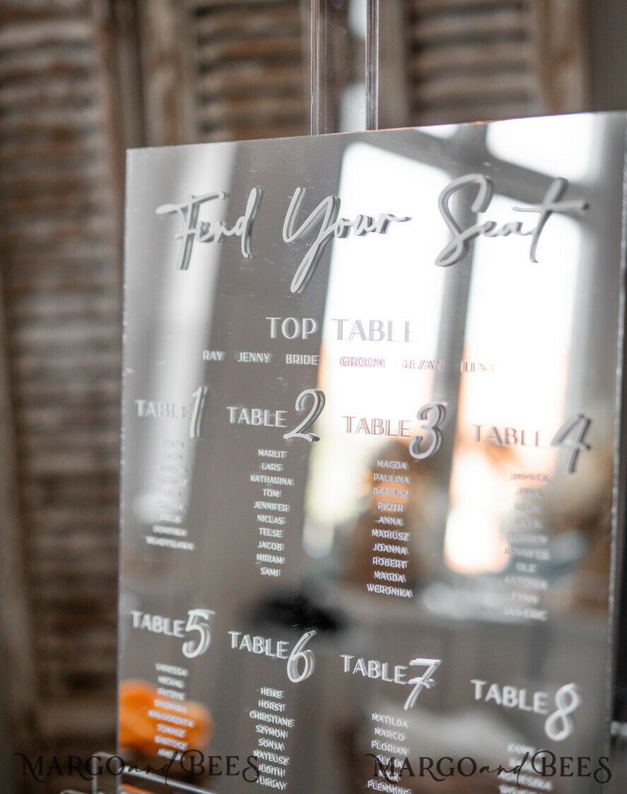 TABLE PLANS AND WEDDING WELCOME SIGNS plexi gold / velvet Silver Mirror Seating Chart Sign, 3d Elegant Find Your Seat - Seating Plan, Luxury Wedding Table Plan, Mirror Wedding Decoration - Golden Reception Signage - Custom Ceremony Sign
