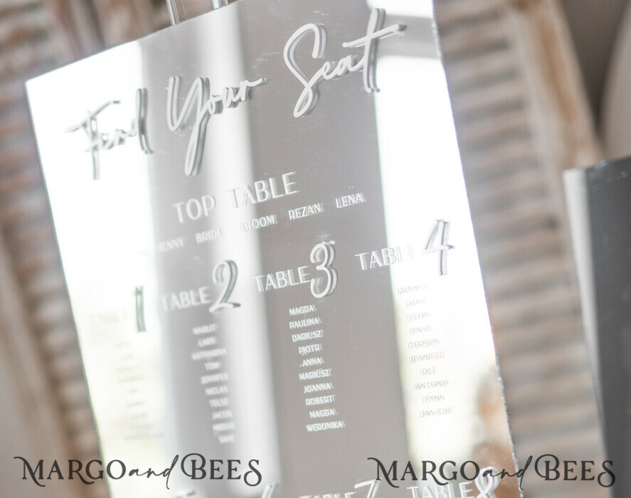 TABLE PLANS AND WEDDING WELCOME SIGNS plexi gold / velvet Silver Mirror Seating Chart Sign, 3d Elegant Find Your Seat - Seating Plan, Luxury Wedding Table Plan, Mirror Wedding Decoration - Golden Reception Signage - Custom Ceremony Sign