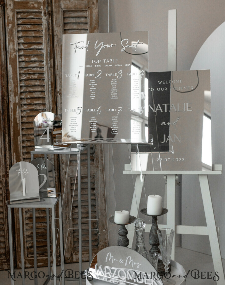 TABLE PLANS AND WEDDING WELCOME SIGNS plexi gold / velvet Silver Mirror Seating Chart Sign, 3d Elegant Find Your Seat - Seating Plan, Luxury Wedding Table Plan, Mirror Wedding Decoration - Golden Reception Signage - Custom Ceremony Sign