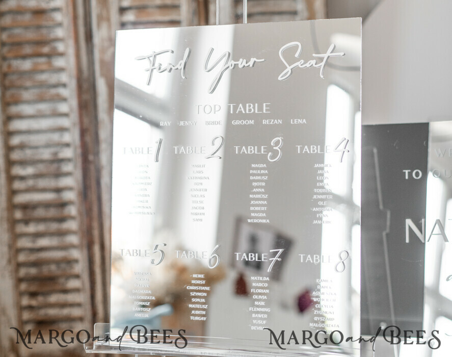 TABLE PLANS AND WEDDING WELCOME SIGNS plexi gold / velvet Silver Mirror Seating Chart Sign, 3d Elegant Find Your Seat - Seating Plan, Luxury Wedding Table Plan, Mirror Wedding Decoration - Golden Reception Signage - Custom Ceremony Sign