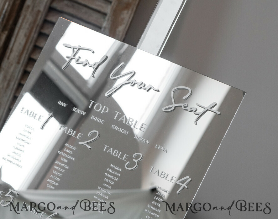 TABLE PLANS AND WEDDING WELCOME SIGNS plexi gold / velvet Silver Mirror Seating Chart Sign, 3d Elegant Find Your Seat - Seating Plan, Luxury Wedding Table Plan, Mirror Wedding Decoration - Golden Reception Signage - Custom Ceremony Sign