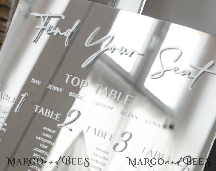 TABLE PLANS AND WEDDING WELCOME SIGNS plexi gold / velvet Silver Mirror Seating Chart Sign, 3d Elegant Find Your Seat - Seating Plan, Luxury Wedding Table Plan, Mirror Wedding Decoration - Golden Reception Signage - Custom Ceremony Sign