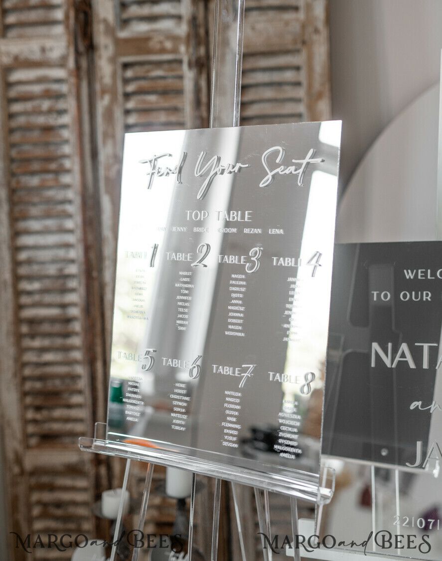 TABLE PLANS AND WEDDING WELCOME SIGNS plexi gold / velvet Silver Mirror Seating Chart Sign, 3d Elegant Find Your Seat - Seating Plan, Luxury Wedding Table Plan, Mirror Wedding Decoration - Golden Reception Signage - Custom Ceremony Sign
