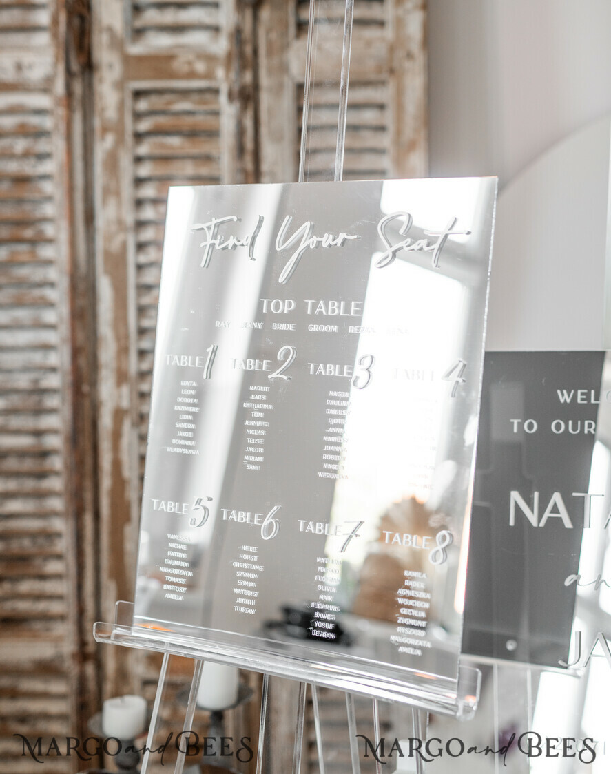 TABLE PLANS AND WEDDING WELCOME SIGNS plexi gold / velvet Silver Mirror Seating Chart Sign, 3d Elegant Find Your Seat - Seating Plan, Luxury Wedding Table Plan, Mirror Wedding Decoration - Golden Reception Signage - Custom Ceremony Sign