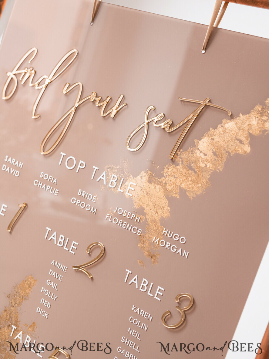 TABLE PLANS AND WEDDING WELCOME SIGNS plexi gold / velvet Elegant Clear wedding Set acrylic Find your seat , Personalized Wedding Beige Table Plan, acrylic clear Tan transparent and Gold Modern clear transparent Seating Chart, 3d Elegant Find Your Seat - Seating Plan , Golden Luxury Wedding Table Plan, Wedding Decoration with golden letters - Golden Reception Signage - Custom Tan Ceremony Sign