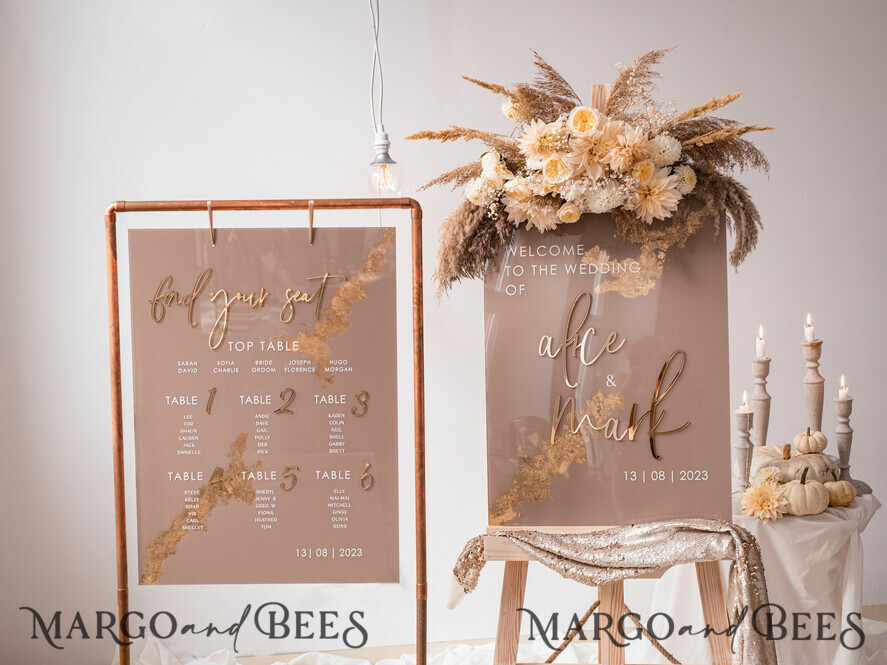TABLE PLANS AND WEDDING WELCOME SIGNS plexi gold / velvet Elegant Clear wedding Set acrylic Find your seat , Personalized Wedding Beige Table Plan, acrylic clear Tan transparent and Gold Modern clear transparent Seating Chart, 3d Elegant Find Your Seat - Seating Plan , Golden Luxury Wedding Table Plan, Wedding Decoration with golden letters - Golden Reception Signage - Custom Tan Ceremony Sign