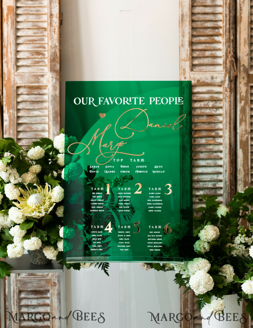 TABLE PLANS AND WEDDING WELCOME SIGNS plexi gold / velvet Emerald Green Plexi and Gold Modern velvet Seating Chart, 3d Elegant Find Your Seat - Seating Plan , Luxury Wedding Table Plan, Greenery Wedding Decoration