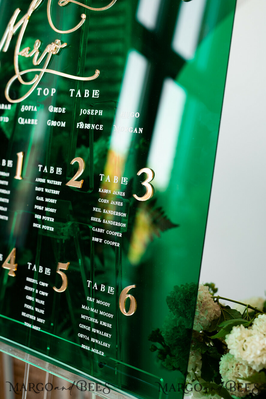 TABLE PLANS AND WEDDING WELCOME SIGNS plexi gold / velvet Emerald Green Plexi and Gold Modern velvet Seating Chart, 3d Elegant Find Your Seat - Seating Plan , Luxury Wedding Table Plan, Greenery Wedding Decoration