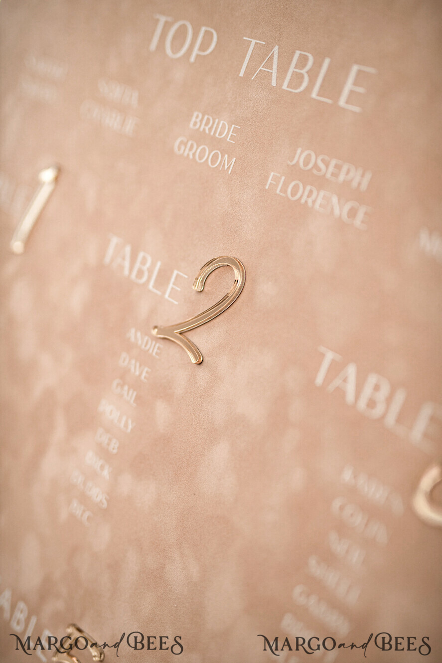 TABLE PLANS AND WEDDING WELCOME SIGNS plexi gold / velvet beige velvet and Gold Modern velvet Seating Chart, 3d Elegant Find Your Seat - Seating Plan , Luxury Wedding Table Plan, Wedding Decoration with golden letters - Golden Reception Signage - Custom Ceremony Sign
