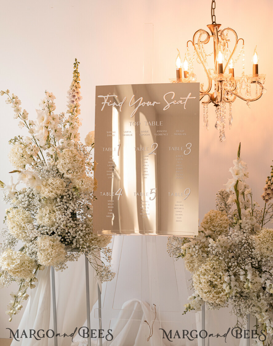 TABLE PLANS AND WEDDING WELCOME SIGNS plexi gold / velvet Gold Mirror Seating Chart Sign, 3d Elegant Find Your Seat - Seating Plan, Luxury Wedding Table Plan, Mirror Wedding Decoration - Golden Reception Signage - Custom Ceremony Sign