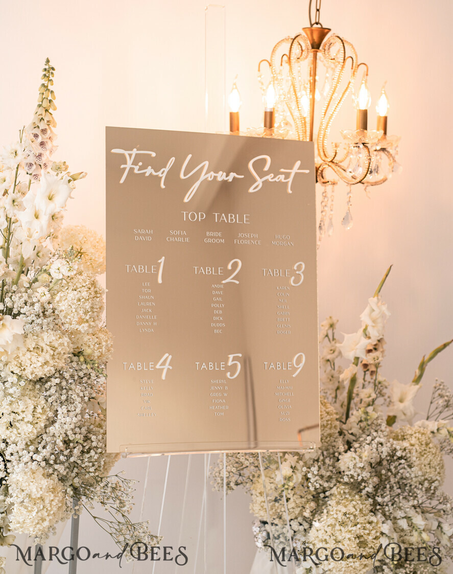 TABLE PLANS AND WEDDING WELCOME SIGNS plexi gold / velvet Gold Mirror Seating Chart Sign, 3d Elegant Find Your Seat - Seating Plan, Luxury Wedding Table Plan, Mirror Wedding Decoration - Golden Reception Signage - Custom Ceremony Sign