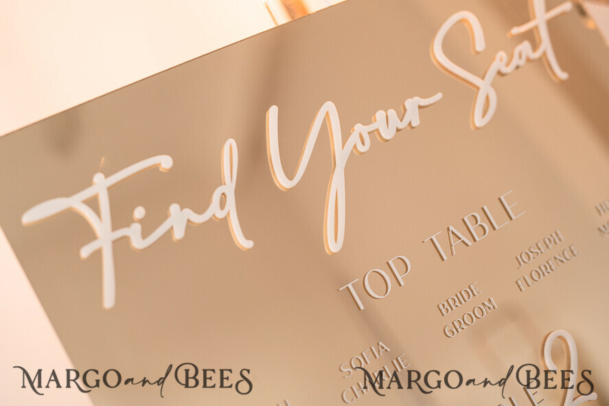 TABLE PLANS AND WEDDING WELCOME SIGNS plexi gold / velvet Gold Mirror Seating Chart Sign, 3d Elegant Find Your Seat - Seating Plan, Luxury Wedding Table Plan, Mirror Wedding Decoration - Golden Reception Signage - Custom Ceremony Sign