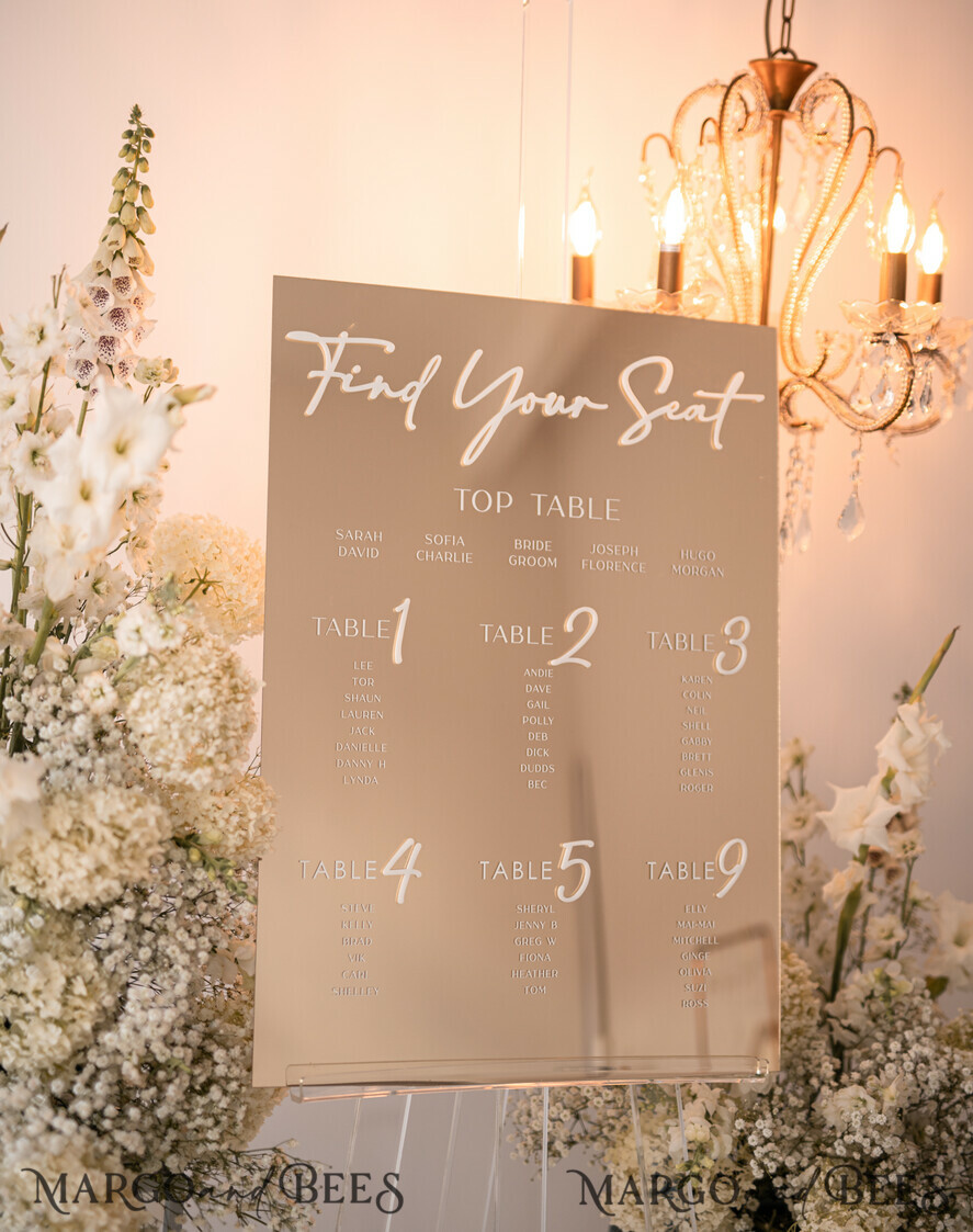 TABLE PLANS AND WEDDING WELCOME SIGNS plexi gold / velvet Gold Mirror Seating Chart Sign, 3d Elegant Find Your Seat - Seating Plan, Luxury Wedding Table Plan, Mirror Wedding Decoration - Golden Reception Signage - Custom Ceremony Sign