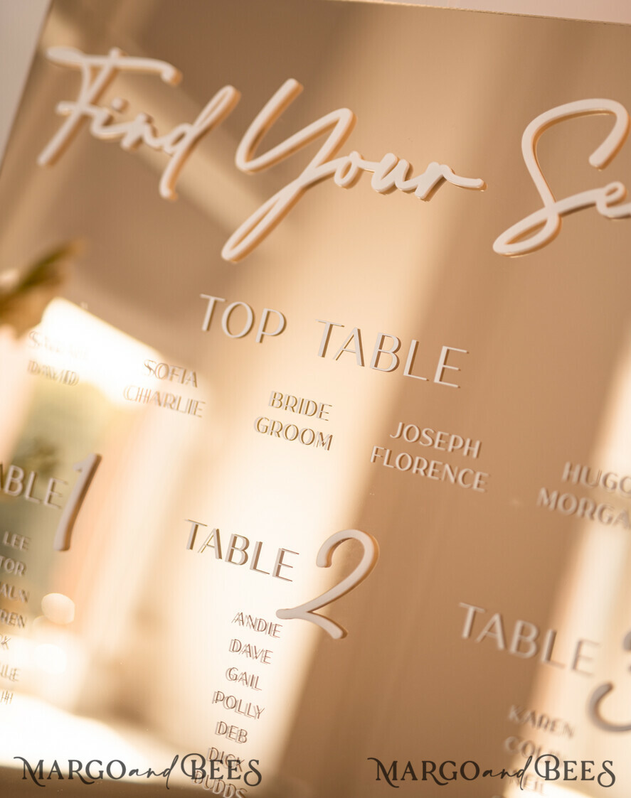 TABLE PLANS AND WEDDING WELCOME SIGNS plexi gold / velvet Gold Mirror Seating Chart Sign, 3d Elegant Find Your Seat - Seating Plan, Luxury Wedding Table Plan, Mirror Wedding Decoration - Golden Reception Signage - Custom Ceremony Sign