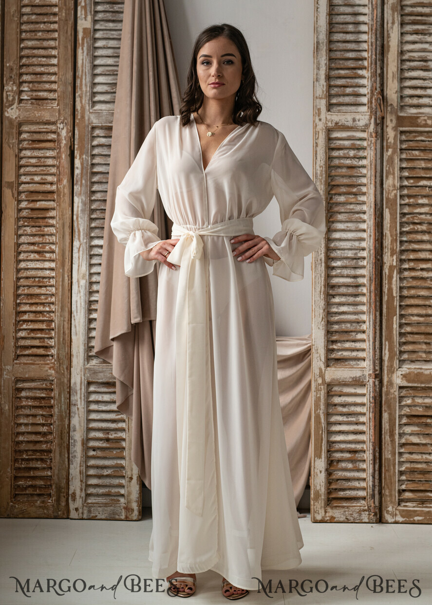 BRIDE bolero, robes, garter Bridal Robes Silk Muslin Bridal robe for wedding with wide sleeves Bride robe Long white or Ivory robe Satin silk boudoir robe Dressing gown Bridesmaid gift