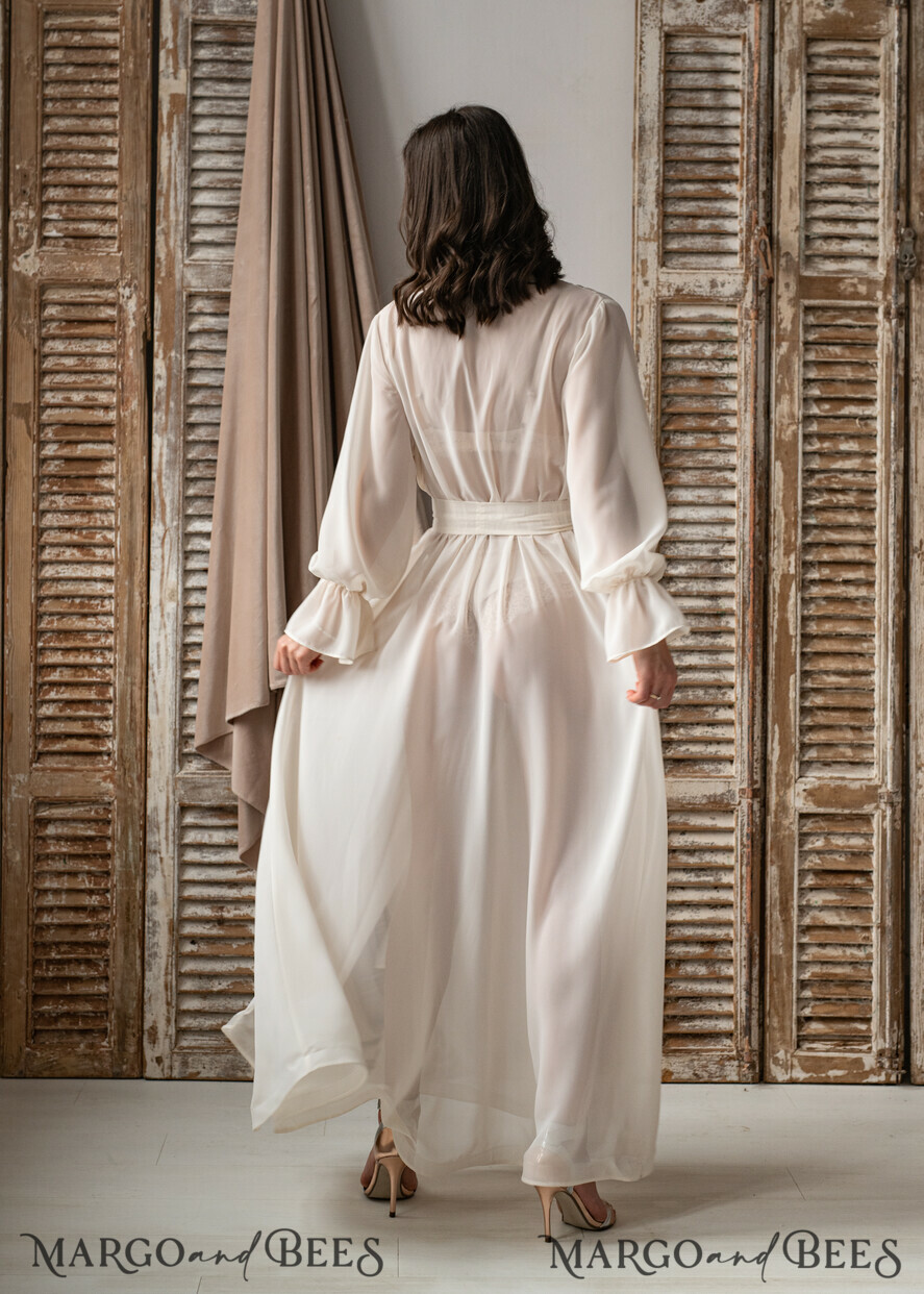 BRIDE bolero, robes, garter Bridal Robes Silk Muslin Bridal robe for wedding with wide sleeves Bride robe Long white or Ivory robe Satin silk boudoir robe Dressing gown Bridesmaid gift