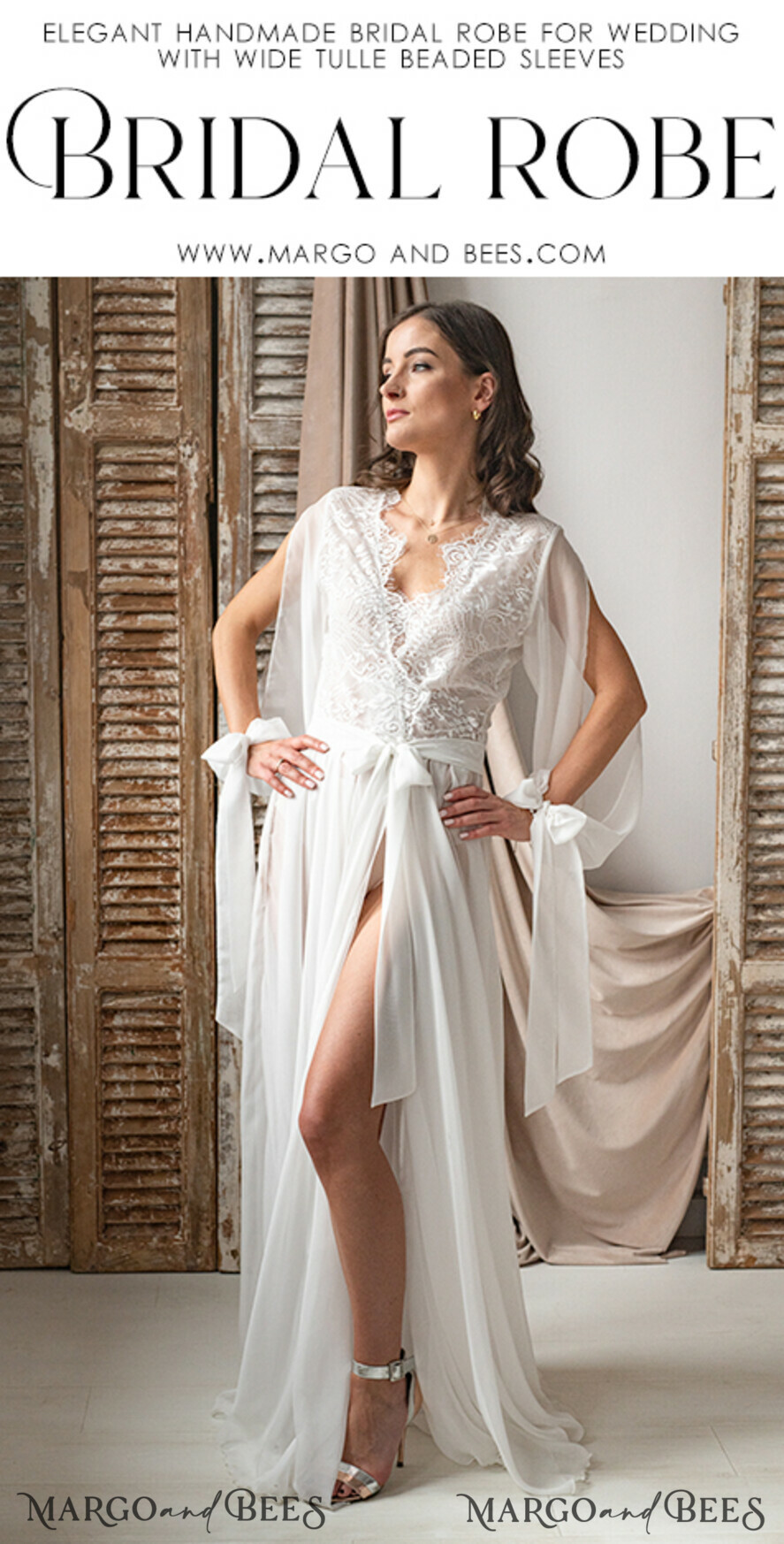 BRIDE bolero, robes, garter Bridal Robes Silk Muslin Robe for Bride, Long Lace Bridal robe for wedding with wide open sleeves, Silk Bride robe Long white robe Satin silk boudoir robe Dressing gown Bridesmaid gift