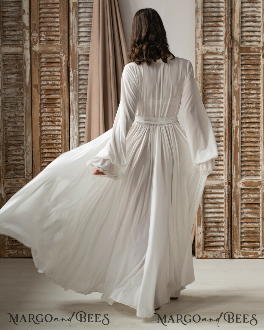 BRIDE bolero, robes, garter Bridal Robes Long Bridal robe for wedding with wide sleeves & Lace, Silk Bride robe Long white robe Satin silk boudoir robe Dressing gown Bridesmaid gift