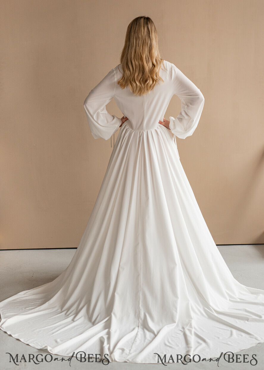 BRIDE bolero, robes, garter Bridal Robes Long Bridal robe for wedding with Train, Robe wide sleeves, Silk Bride robe Long white robe silky boudoir robe Dressing gown Bridesmaid gift