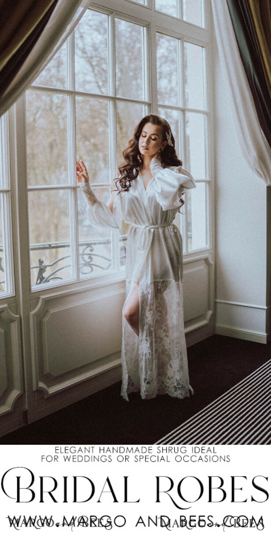 BRIDE bolero, robes, garter Bridal Robes Bride robe White boudoir robe Long silk robe Bridal lace robe Dres