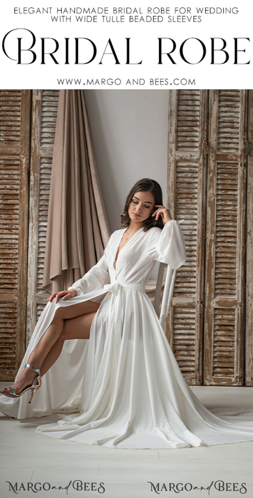 BRIDE bolero, robes, garter Bridal Robes Long Bridal robe for wedding with Train, Robe wide sleeves, Silk Bride robe Long white robe silky boudoir robe Dressing gown Bridesmaid gift