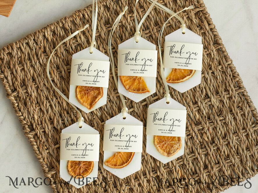 WEDDING FAVORS Wedding Soy Wax Tablet Thank You Favor gift Soy Scented wax Tablet favours with orange slices, Boho wedding air Freshener, Scented thank you Decoration, Baby shower favor gift, Rustic wedding favors idea