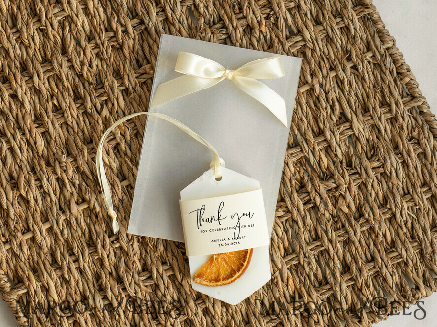 WEDDING FAVORS Wedding Soy Wax Tablet Thank You Favor gift Soy Scented wax Tablet favours with orange slices, Boho wedding air Freshener, Scented thank you Decoration, Baby shower favor gift, Rustic wedding favors idea