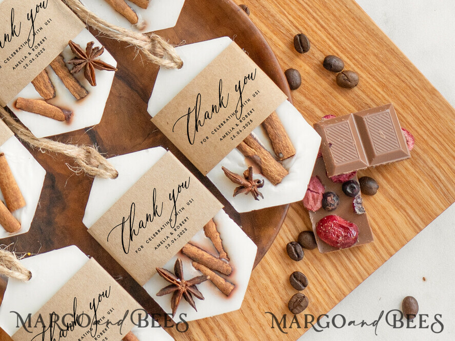 WEDDING FAVORS Wedding Soy Wax Tablet Thank You Favor gift Soy Scented wax Tablet favours with cinnamon anise, Boho wedding air Freshener, Scented thank you Decoration, Baby shower favor gift, Rustic wedding favors idea
