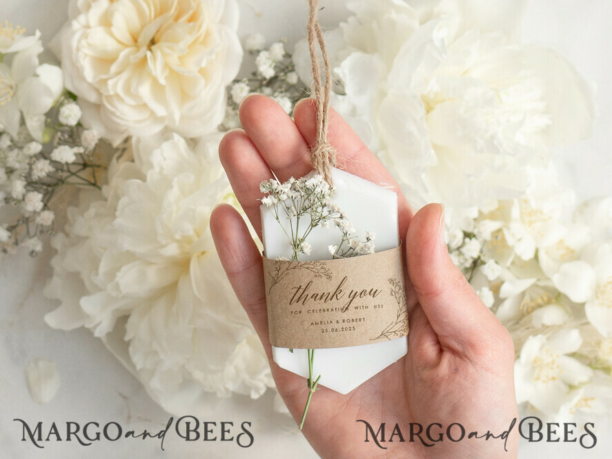 WEDDING FAVORS Wedding Soy Wax Tablet Thank You gift Soy Scented wax Tablet favours with Gypsophila flowers, Rustic wedding air Freshener, Scented thank you Decoration, Baby shower favor gift, wedding favors idea