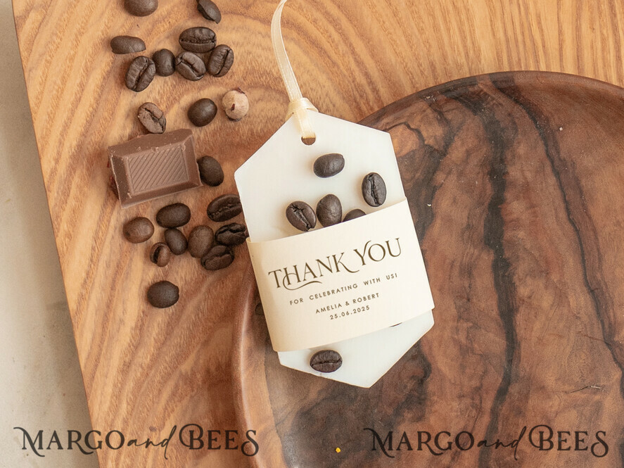 WEDDING FAVORS Wedding Soy Wax Tablet Thank You Favor gift Soy Scented wax Tablet favours with coffee seeds, Boho wedding air Freshener, Scented thank you Decoration, Baby shower favor gift, wedding favors idea