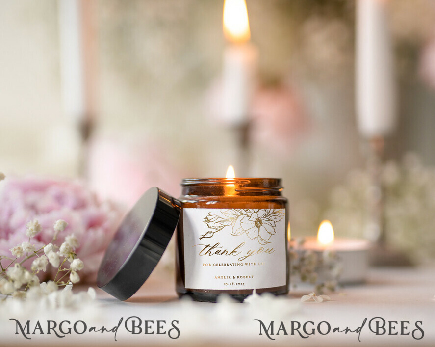 WEDDING FAVORS Wedding Candle Wedding Party Favors for Guests in bulk Soy Candle with gold labels, Wedding Bulk Favors - candles, Wedding Rustic Favors, Unique Favors Apothecary Candle, Thank You Favor gifts for guests