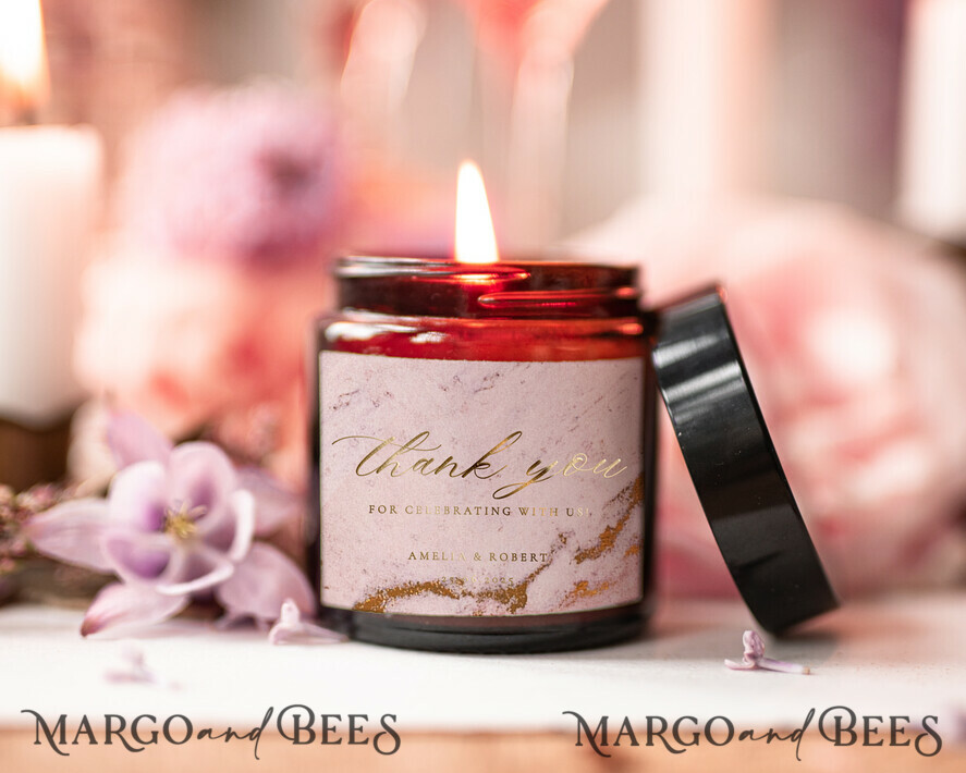 WEDDING FAVORS Wedding Candle Wedding Party Favors for Guests in bulk Soy Candle with gold marble label, Wedding Rustic Favors, Unique Favors Apothecary Candle, Thank You Favor gifts for guests