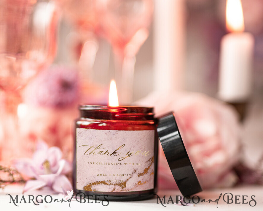 WEDDING FAVORS Wedding Candle Wedding Party Favors for Guests in bulk Soy Candle with gold marble label, Wedding Rustic Favors, Unique Favors Apothecary Candle, Thank You Favor gifts for guests