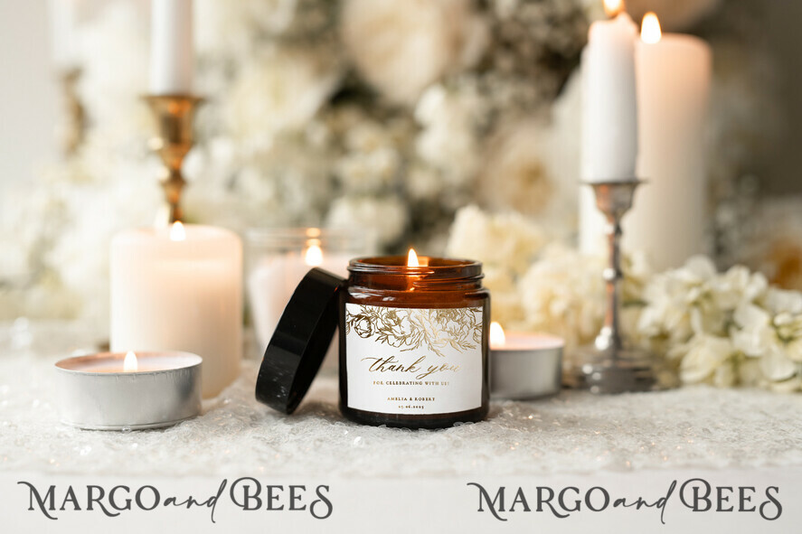 WEDDING FAVORS Wedding Candle Wedding Party Favors for Guests in bulk Soy Candle with gold foil labels, Wedding Bulk Favors - candles, Wedding Rustic Favors, Unique Favors Apothecary Candle, Thank You Favor gifts for guests