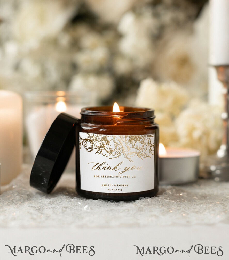 WEDDING FAVORS Wedding Candle Wedding Party Favors for Guests in bulk Soy Candle with gold foil labels, Wedding Bulk Favors - candles, Wedding Rustic Favors, Unique Favors Apothecary Candle, Thank You Favor gifts for guests