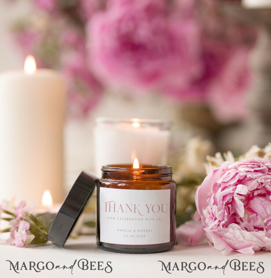 WEDDING FAVORS Wedding Candle Personalised Favor soy candle Modern labels, Wedding Party Thank You Favor custom candles, Candle Favor for Guests, Unique Rustic Luxury Wedding Favors pothecary Candle, Bulk Wedding Favors