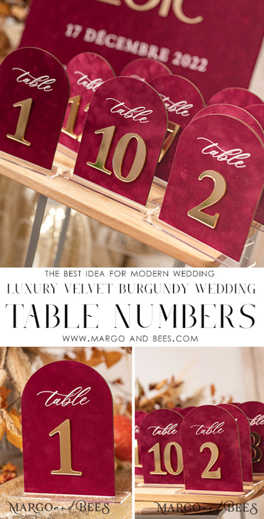 TABLE DECOR SIGNS Velvet table Numbers and Decor Luxury Velvet Arched Table numbers with Acrylic stand, Beige Velvet and Gold Acryl Wedding Table Decor, 3D Golden Letters Arched Table Numbers, Wedding Signage