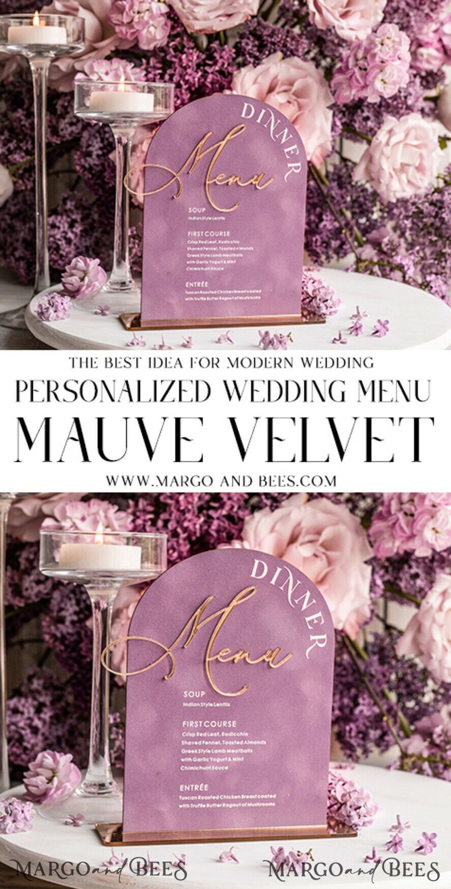TABLE DECOR SIGNS Velvet table Numbers and Decor Acrylic & Velvet Arch Dinner Menu, gold Plexi Mauve Wedding Menu Sign with Stand, Dusty Rose Plexi Table Dinner Menu Luxury Purple Wedding Table Decor