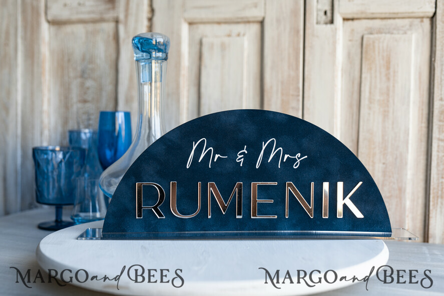 TABLE DECOR SIGNS Velvet table Numbers and Decor Silver Acrylic Top Table Mr and Mrs signs with stand, Dark Blue Velvet Silver Mirror Table Sign, Navy Blue Silver Plexi Top Table Mr and Mrs signs, Luxury Wedding Table Decor Centerpieces