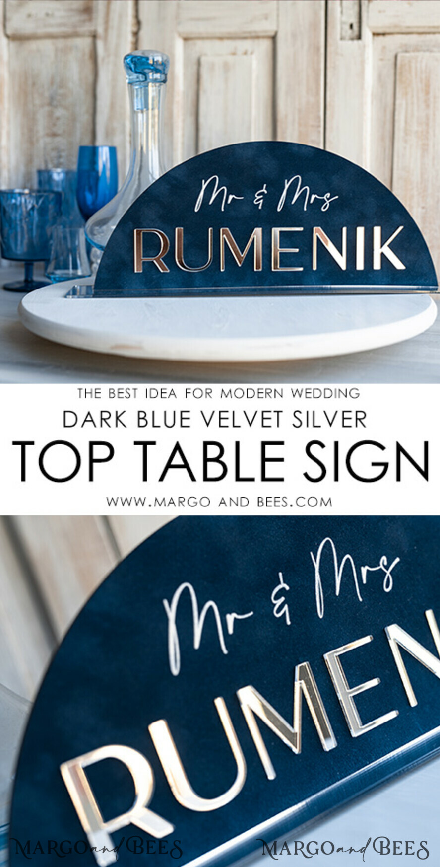 TABLE DECOR SIGNS Velvet table Numbers and Decor Silver Acrylic Top Table Mr and Mrs signs with stand, Dark Blue Velvet Silver Mirror Table Sign, Navy Blue Silver Plexi Top Table Mr and Mrs signs, Luxury Wedding Table Decor Centerpieces